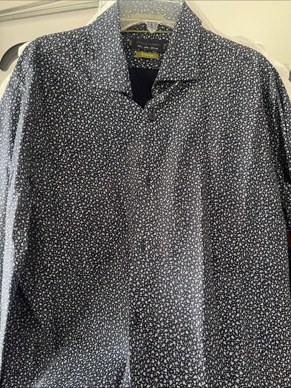 Denim & Flower Navy and White Micro Floral Button-Down Shirt